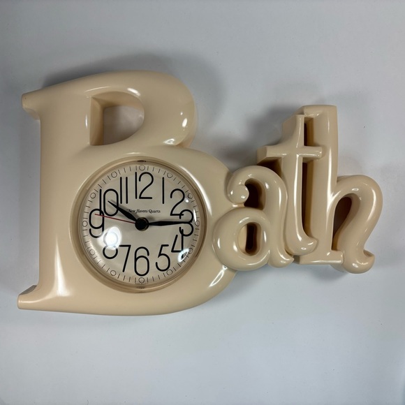 Other - Vintage New Haven Quatrz  Wall Clock Beige Cream Color 14 X‎ 8” Made In USA